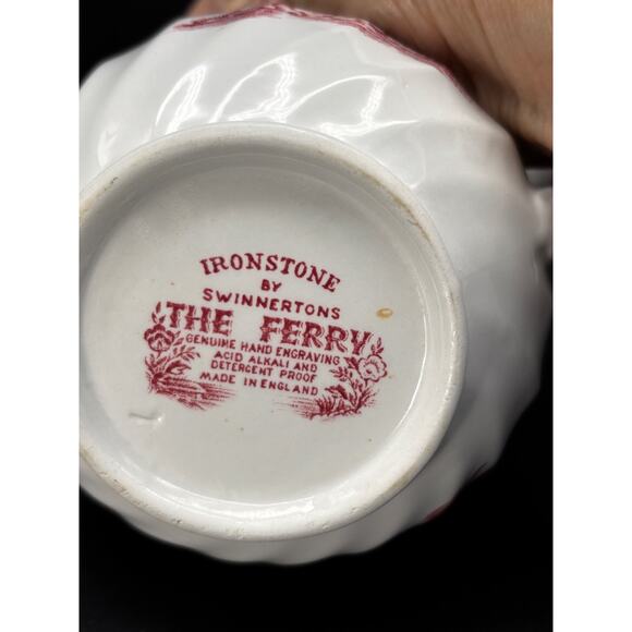 Vintage Ironstone Swinnetons THE FERRY Pink Creamer Transferware - Picture 13 of 13